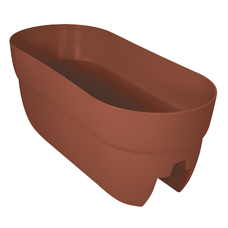 Emsco Group Self-Watering Rail Planter Grow Box, 24in Wthrprf Resin Planter, Up to 6in Railings, Terracotta 2431-1